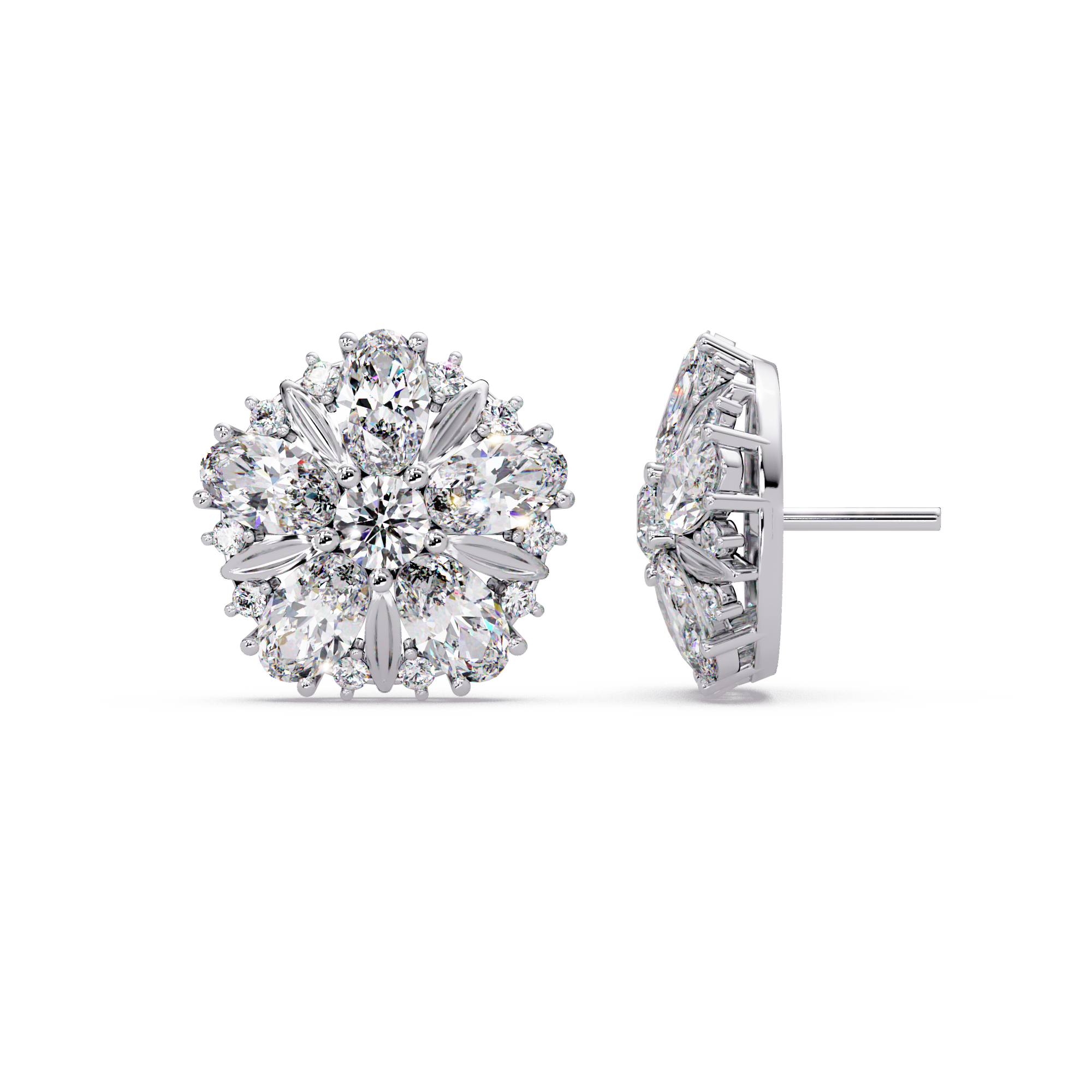 3.00 CT Floral Cluster Lab Grown Diamond Earrings