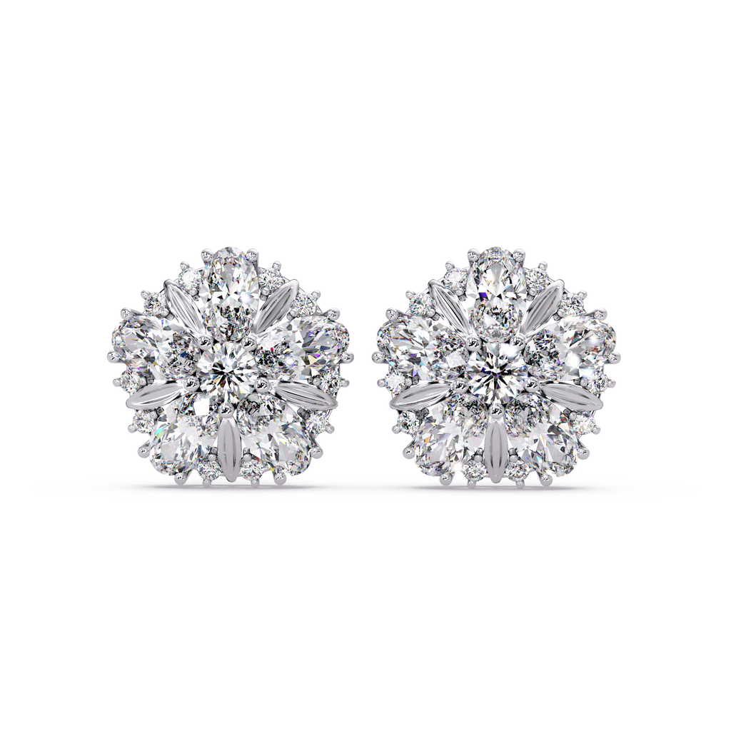 3.00 CT Floral Cluster Lab Grown Diamond Earrings