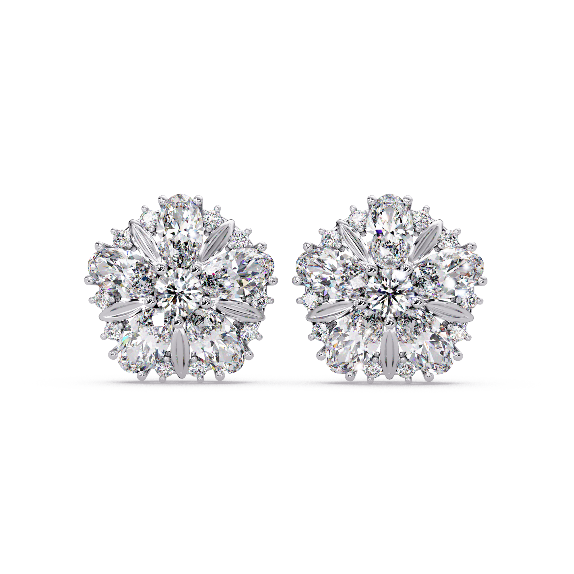 3.00 CT Floral Cluster Lab Grown Diamond Earrings
