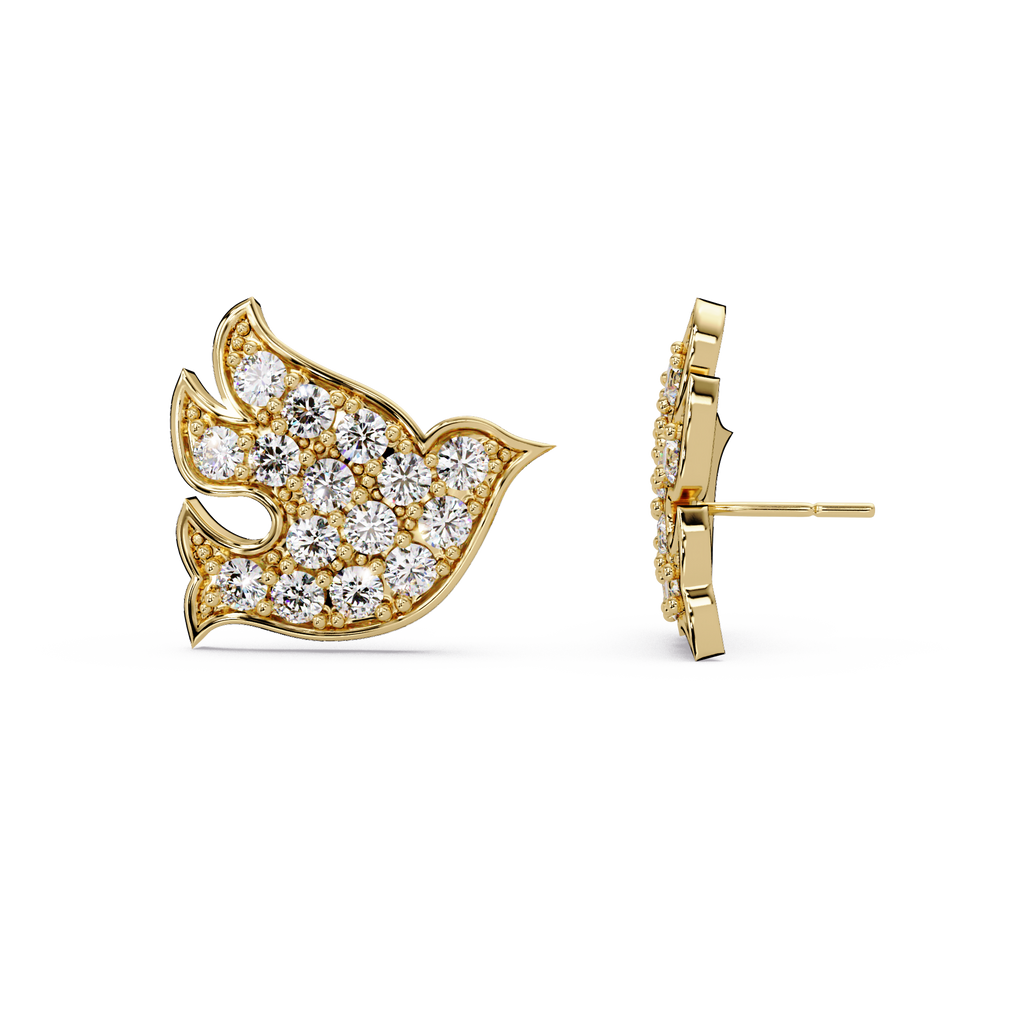 0.75 Carat Lab Grown Diamond Bird Design Earrings