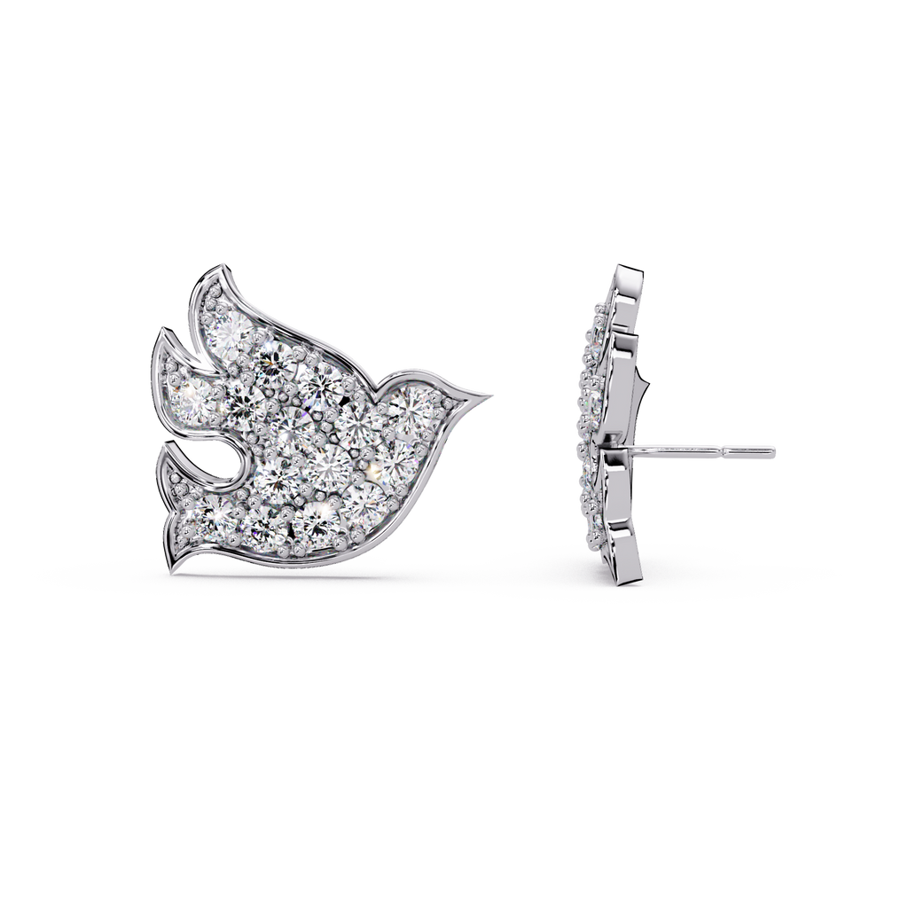 0.75 Carat Lab Grown Diamond Bird Design Earrings