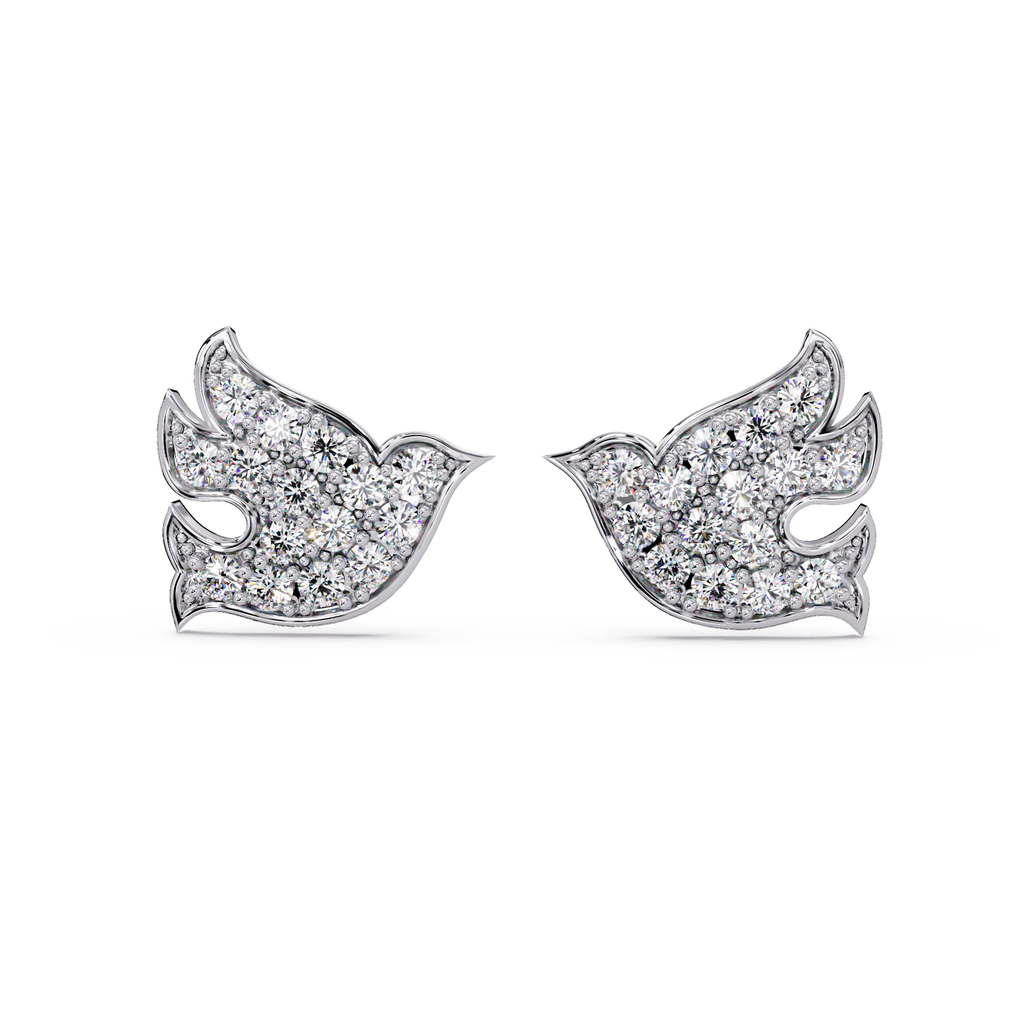 0.75 Carat Lab Grown Diamond Bird Design Earrings