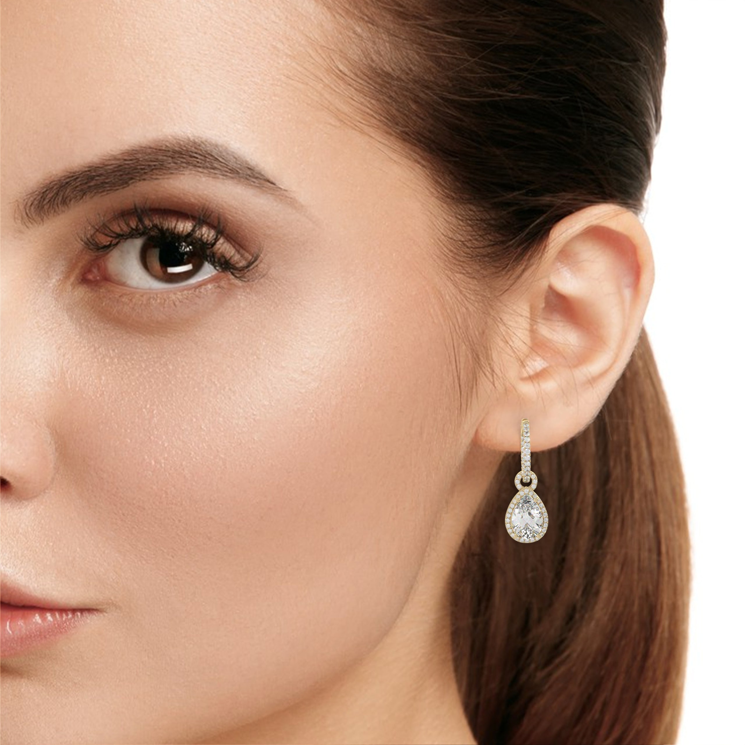 Pendientes tipo chaqueta con diamantes cultivados en laboratorio de 3,25 quilates