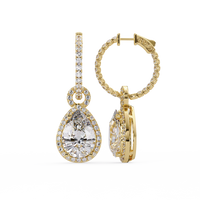 4.25 CT Pear Drop Halo Lab Grown Diamond Earrings