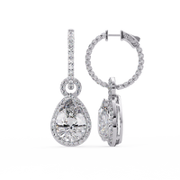 4.25 CT Pear Drop Halo Lab Grown Diamond Earrings