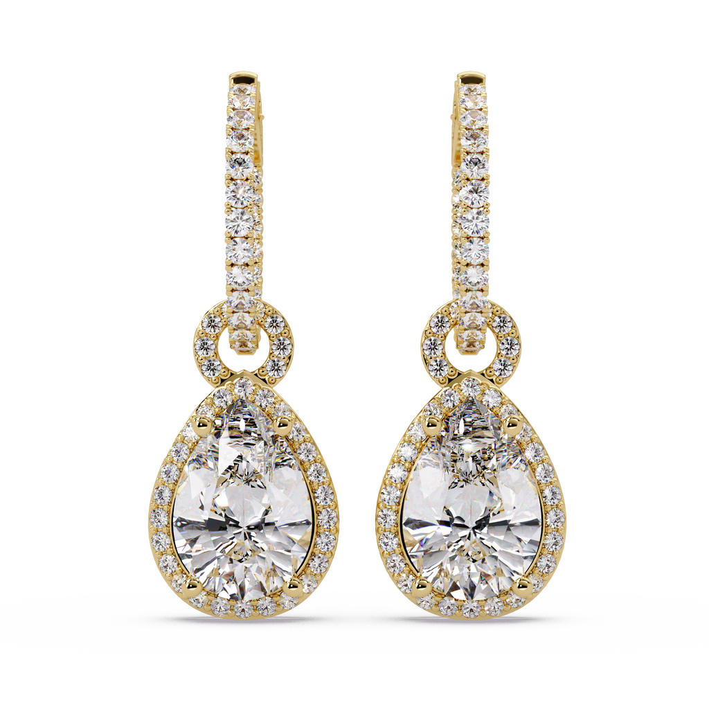 4.25 CT Pear Drop Halo Lab Grown Diamond Earrings