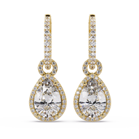 4.25 CT Pear Drop Halo Lab Grown Diamond Earrings