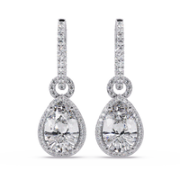 4.25 CT Pear Drop Halo Lab Grown Diamond Earrings