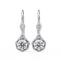 2 CT Round Drop Lab Grown Diamond Earrings with Halo