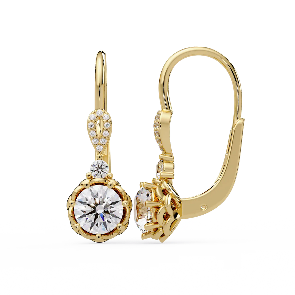 2 CT Round Drop Lab Grown Diamond Earrings with Halo