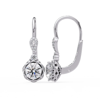 2 CT Round Drop Lab Grown Diamond Earrings with Halo