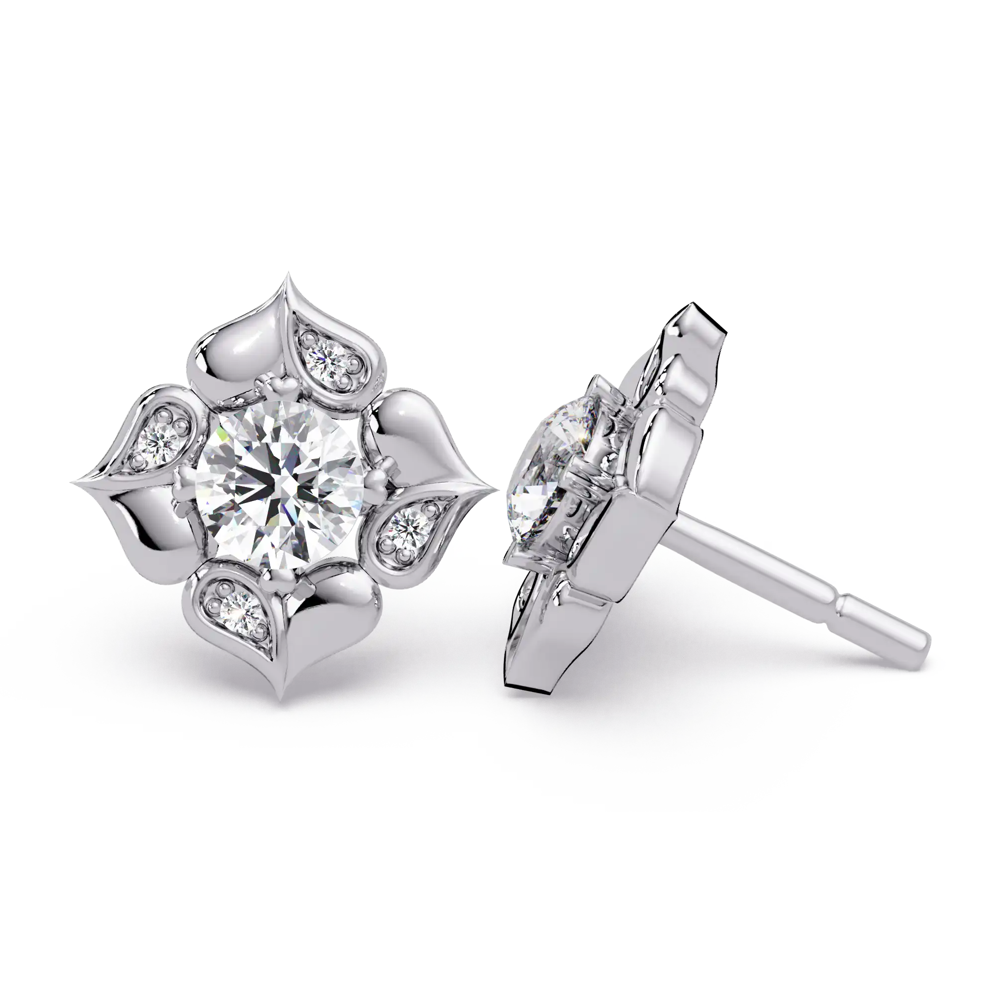 1 CT Floral Inspired Lab Grown Diamond Earrings