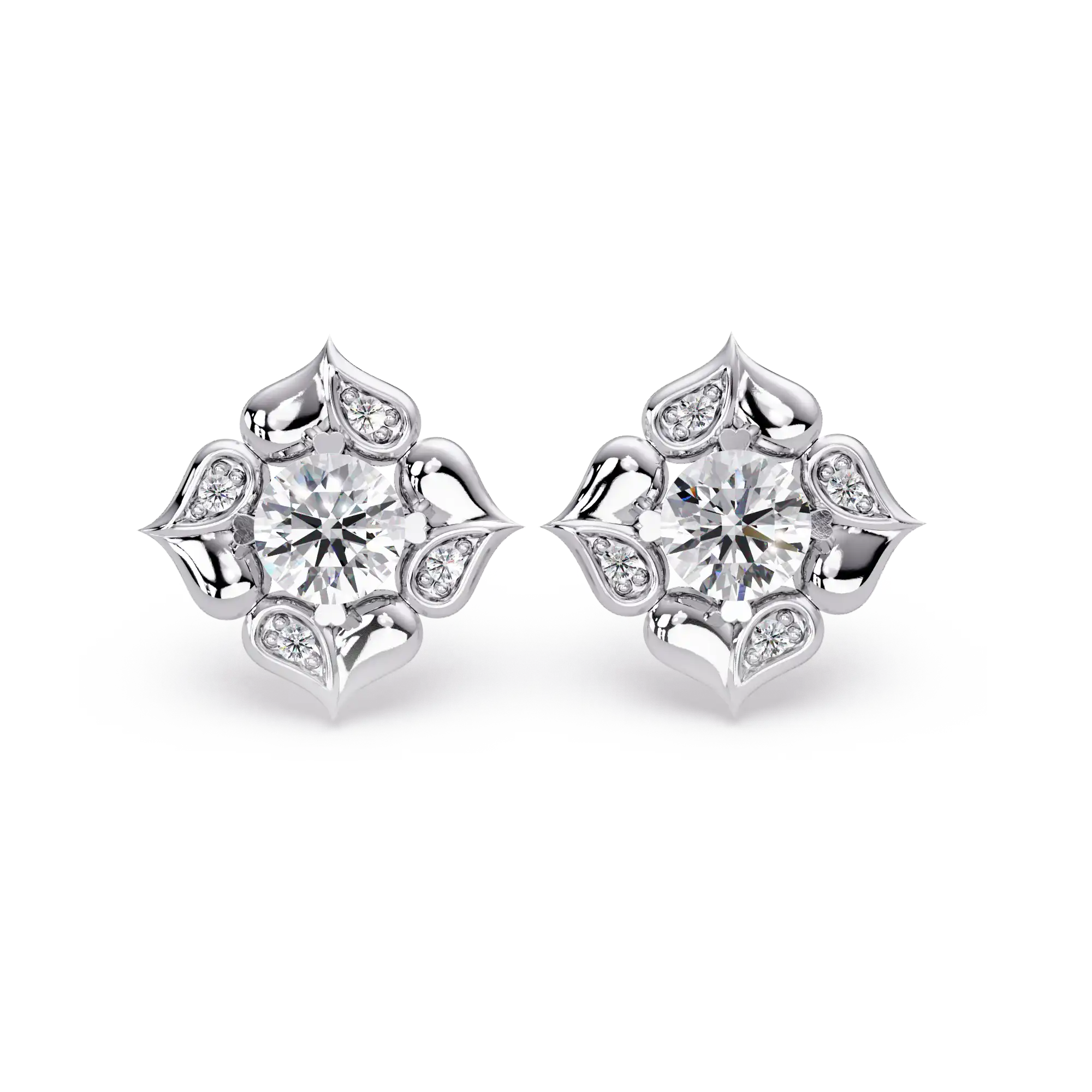 1 CT Floral Inspired Lab Grown Diamond Earrings
