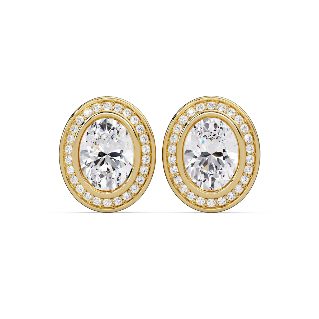 2.75 CT Oval Halo Lab Grown Diamond Earrings