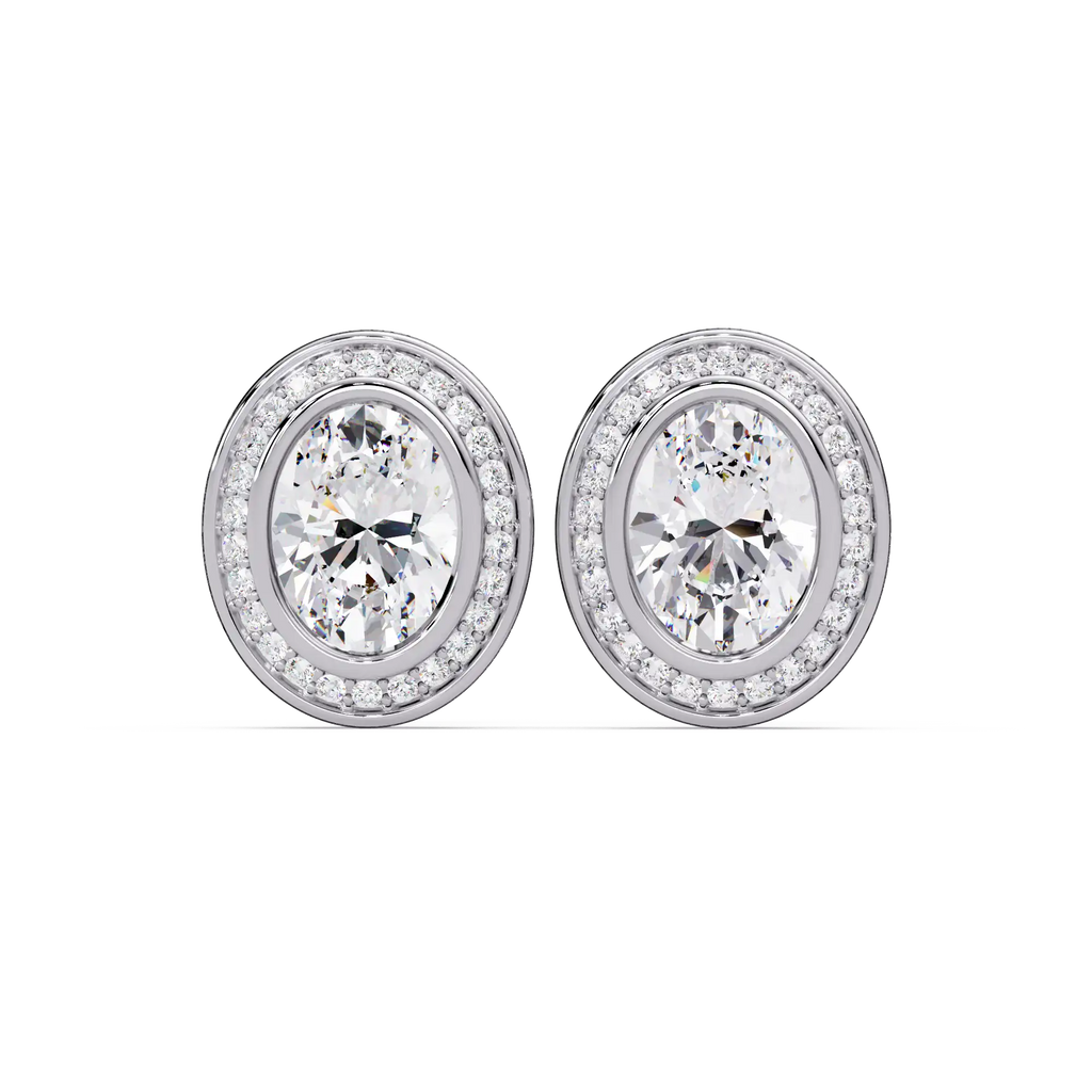 2.75 CT Oval Halo Lab Grown Diamond Earrings
