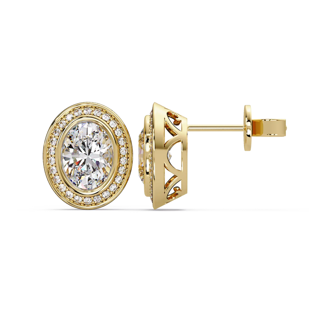2.75 CT Oval Halo Lab Grown Diamond Earrings