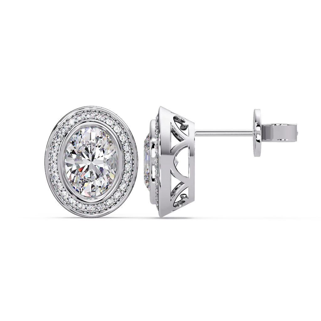 2.75 CT Oval Halo Lab Grown Diamond Earrings