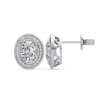 2.75 CT Oval Halo Lab Grown Diamond Earrings