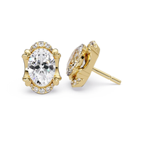 3 CT Oval Halo Lab Grown Diamond Earrings with Accent Rounds