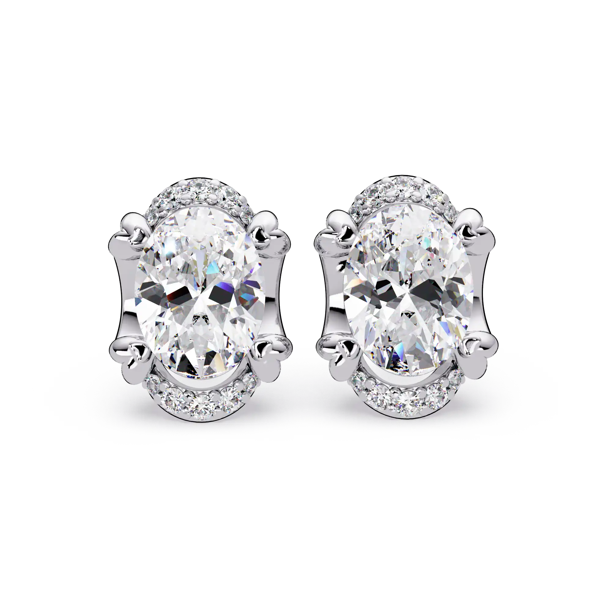 3 CT Oval Halo Lab Grown Diamond Earrings with Accent Rounds