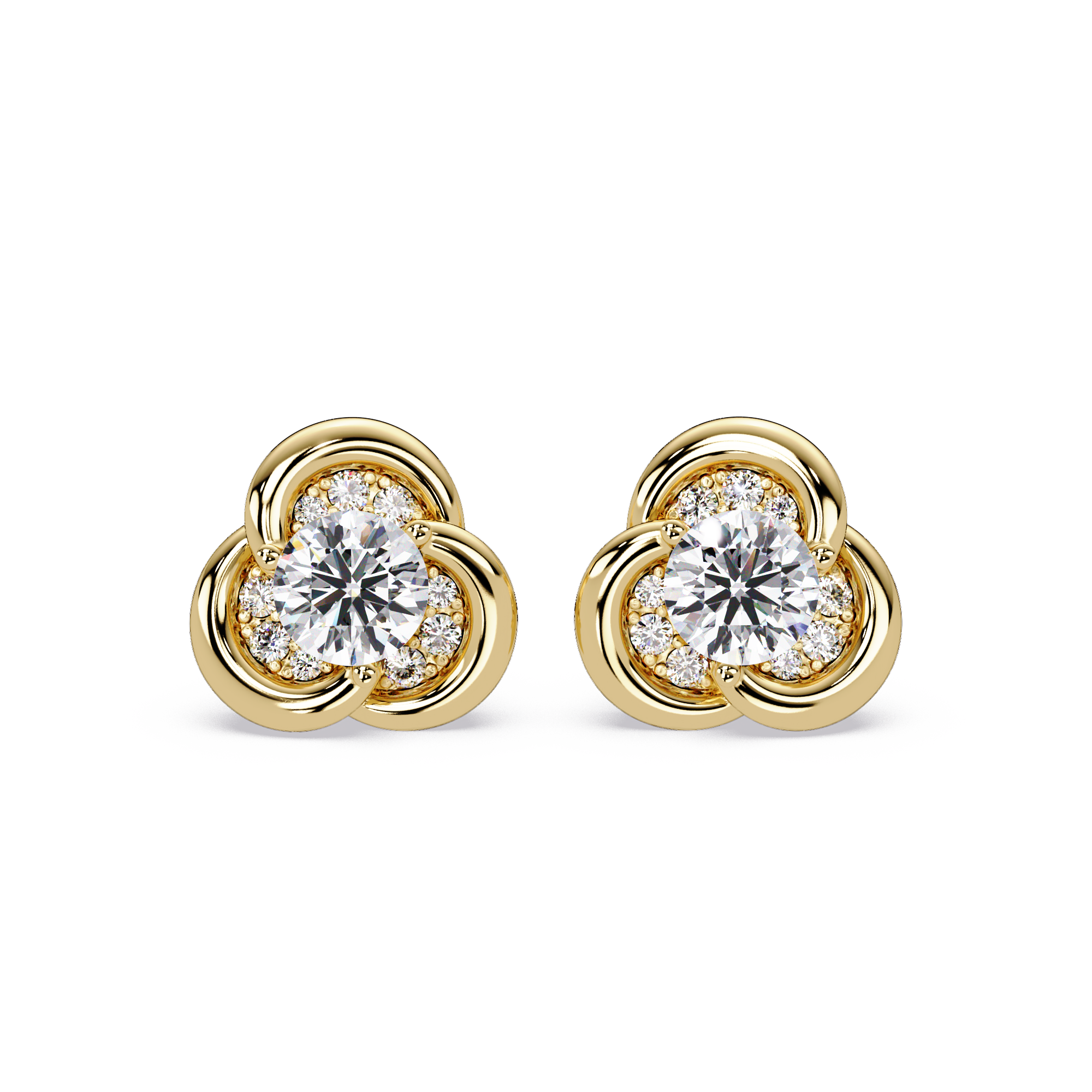 1.00 Carat Lab Grown Diamond Floral Stud Earrings