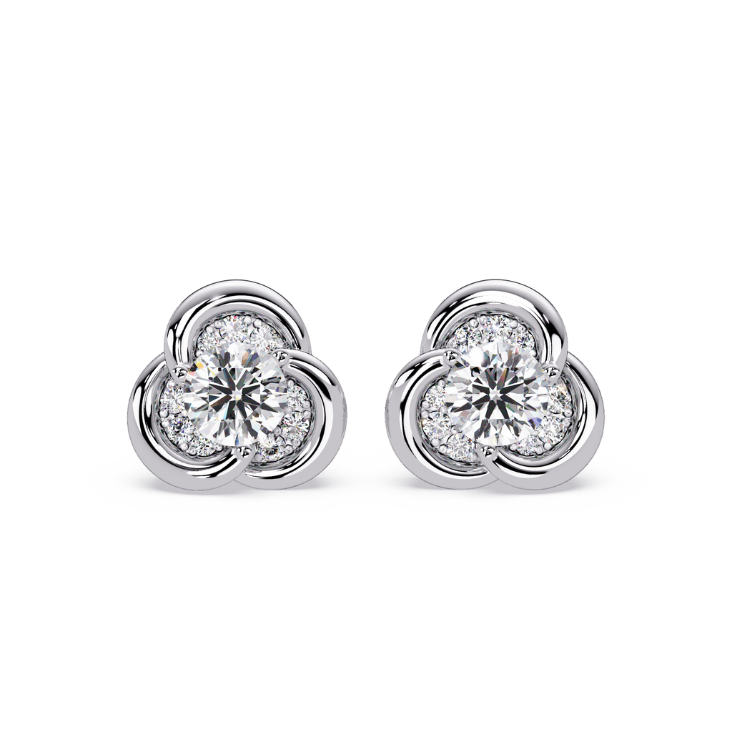 1.00 Carat Lab Grown Diamond Floral Stud Earrings