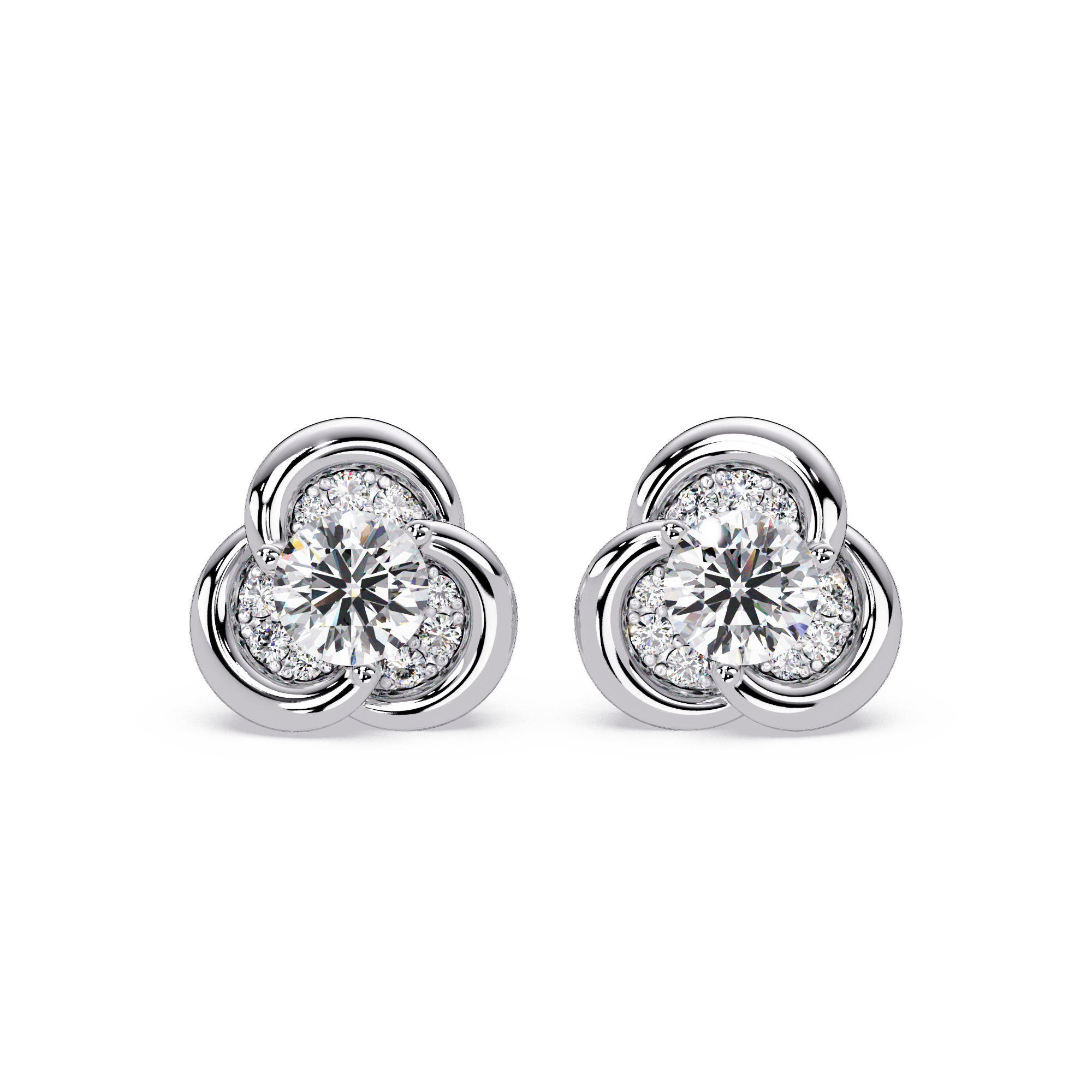 1.00 Carat Lab Grown Diamond Floral Stud Earrings