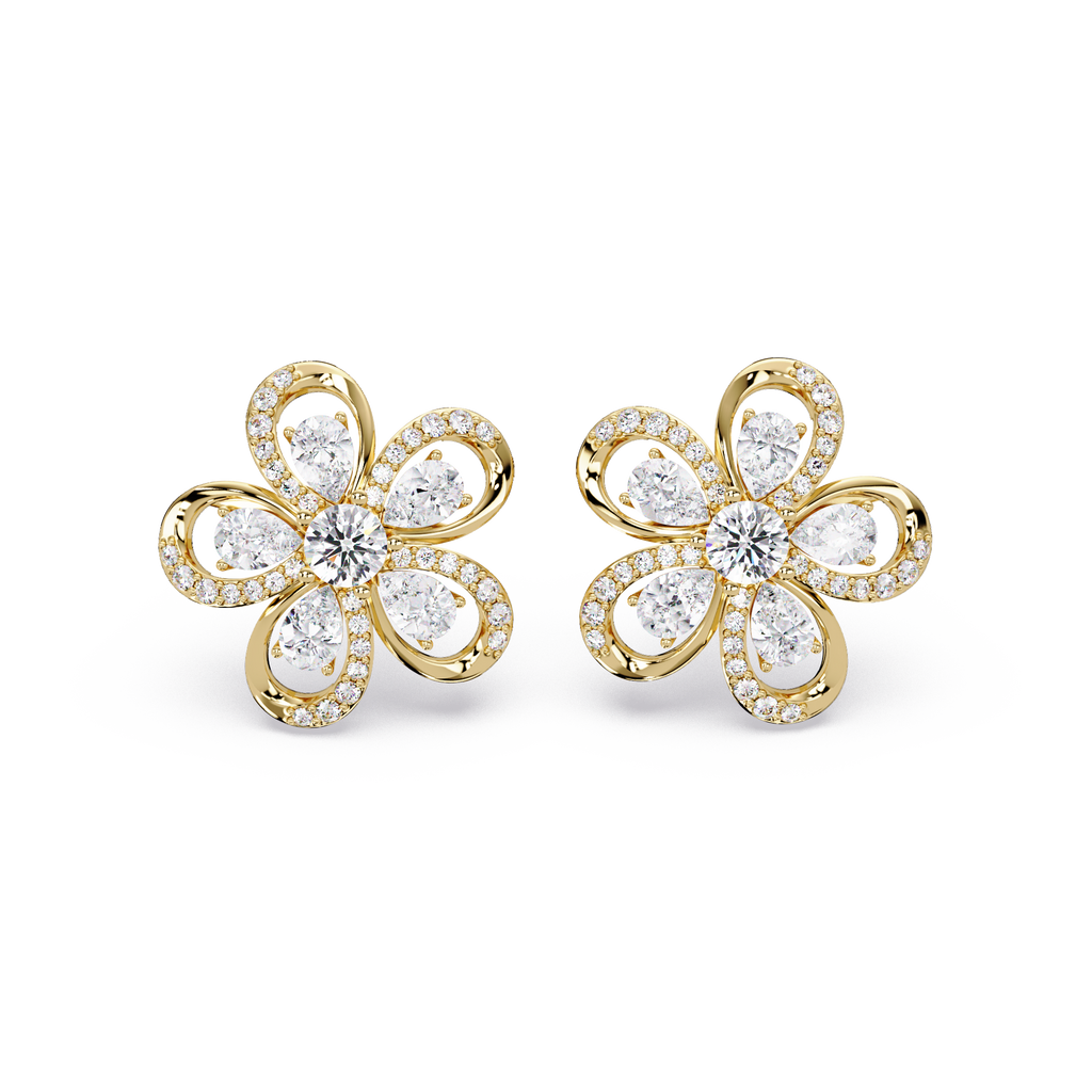 3.00 Carat Lab Grown Diamond Floral Earrings