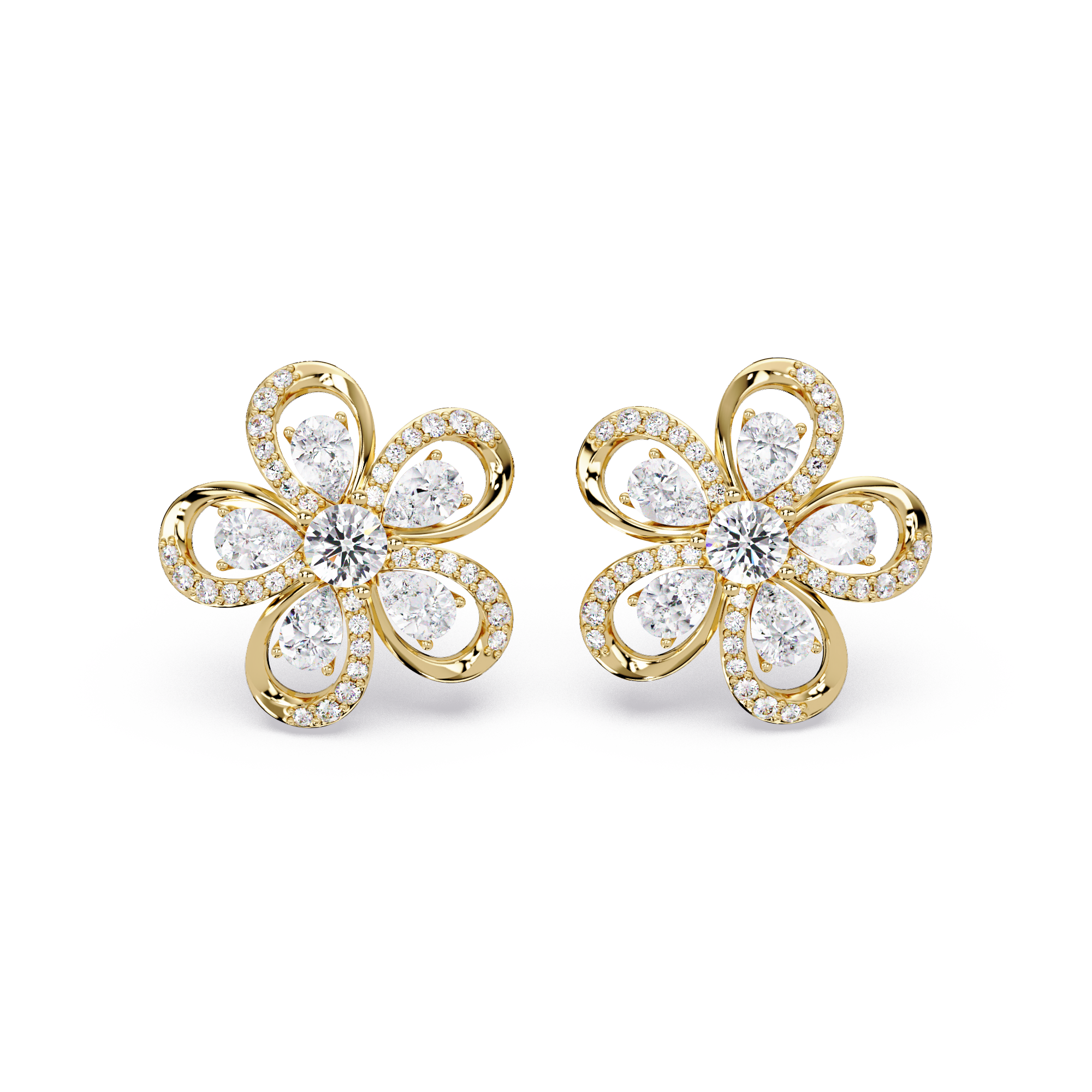 3.00 Carat Lab Grown Diamond Floral Earrings