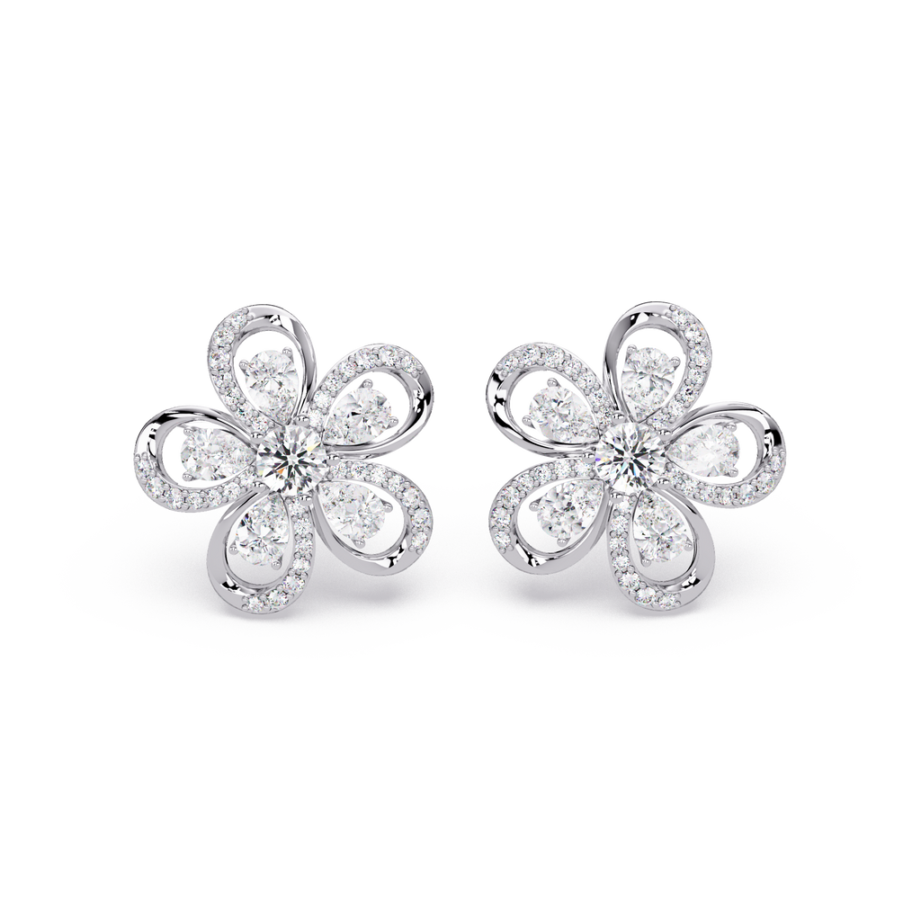 3.00 Carat Lab Grown Diamond Floral Earrings