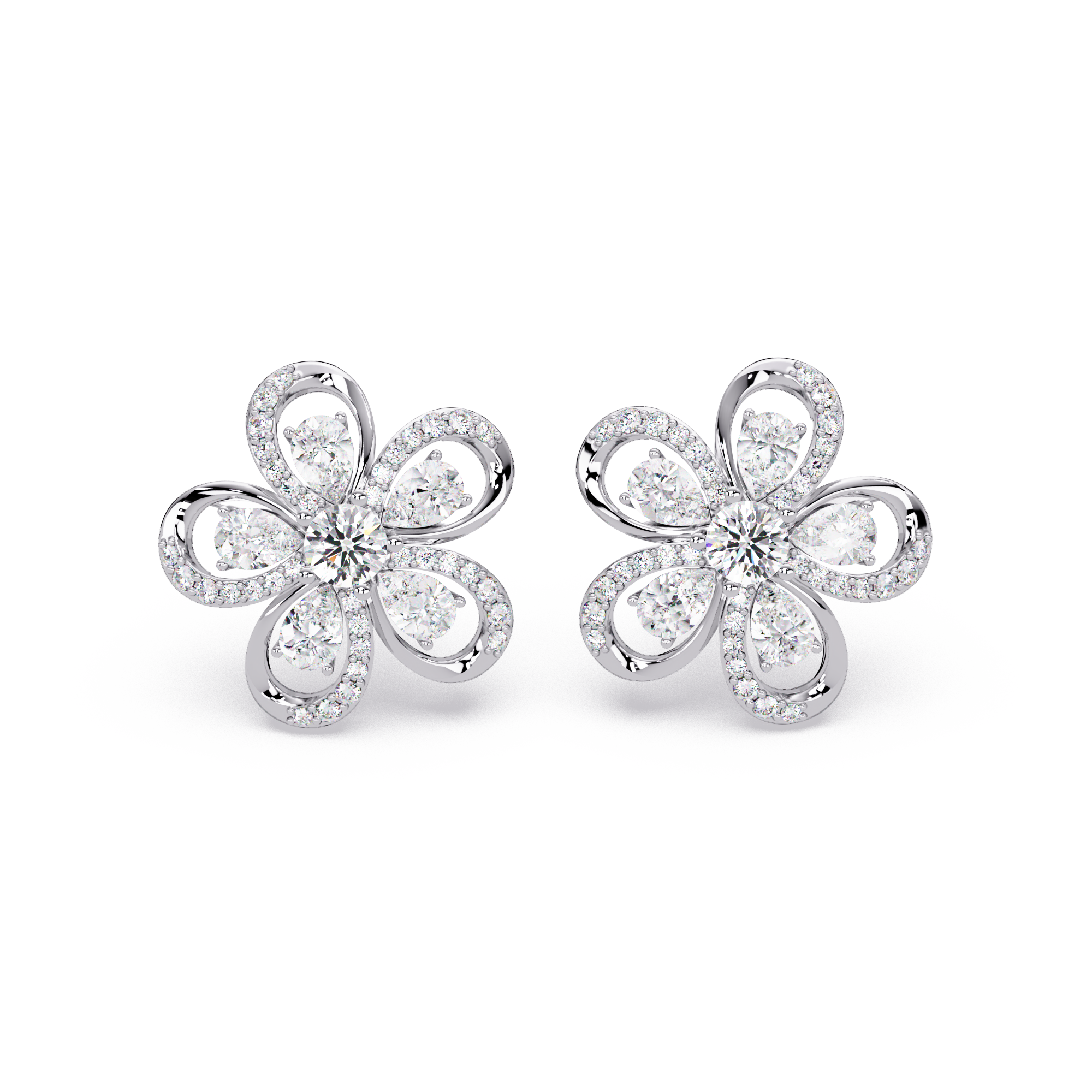 3.00 Carat Lab Grown Diamond Floral Earrings