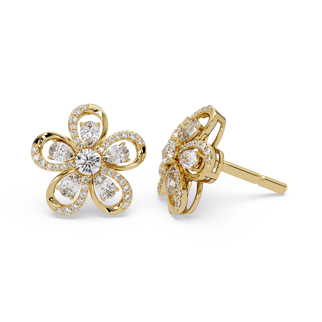 3.00 Carat Lab Grown Diamond Floral Earrings