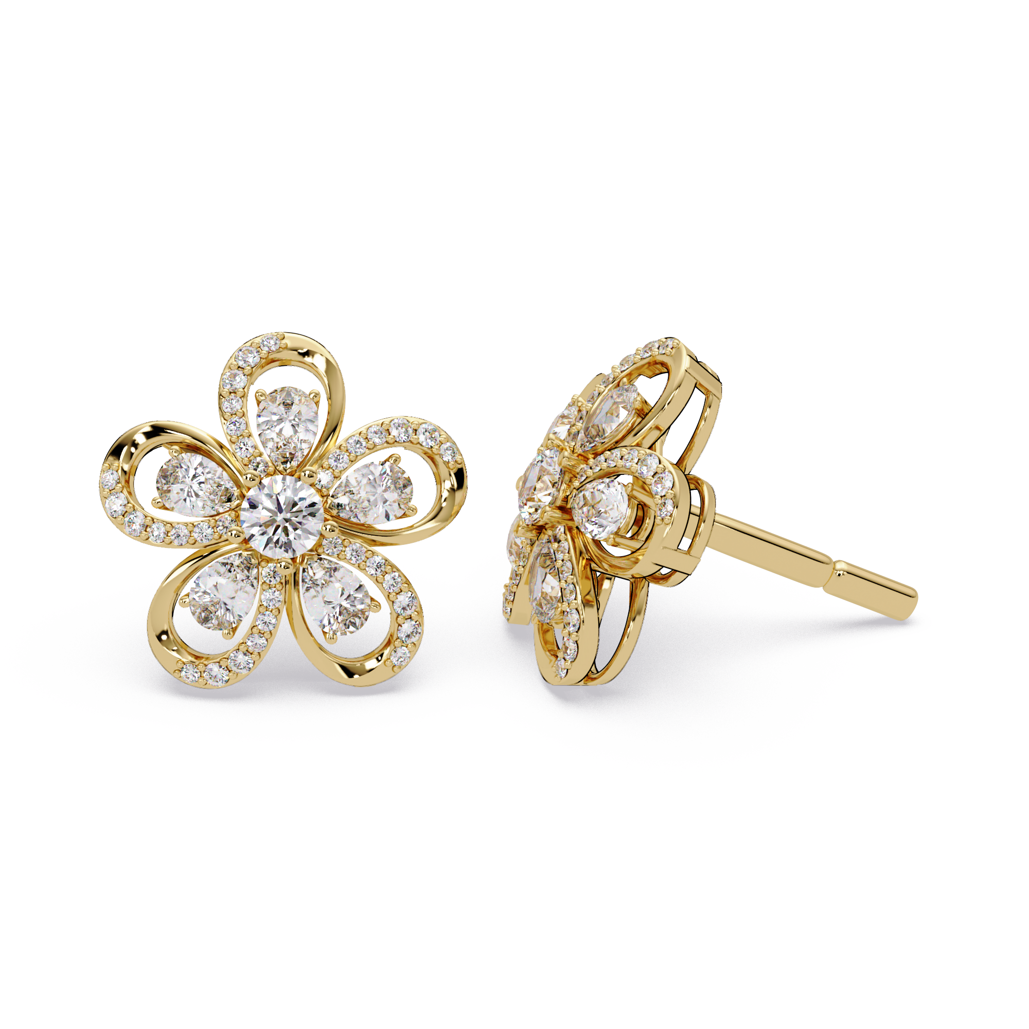 3.00 Carat Lab Grown Diamond Floral Earrings