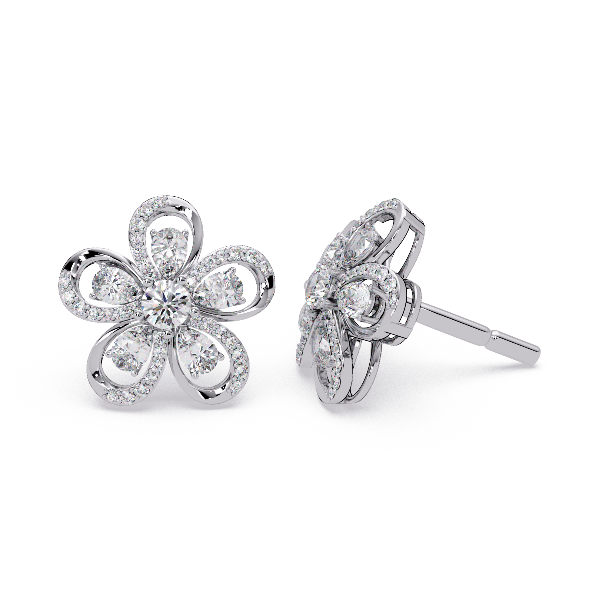 3.00 Carat Lab Grown Diamond Floral Earrings