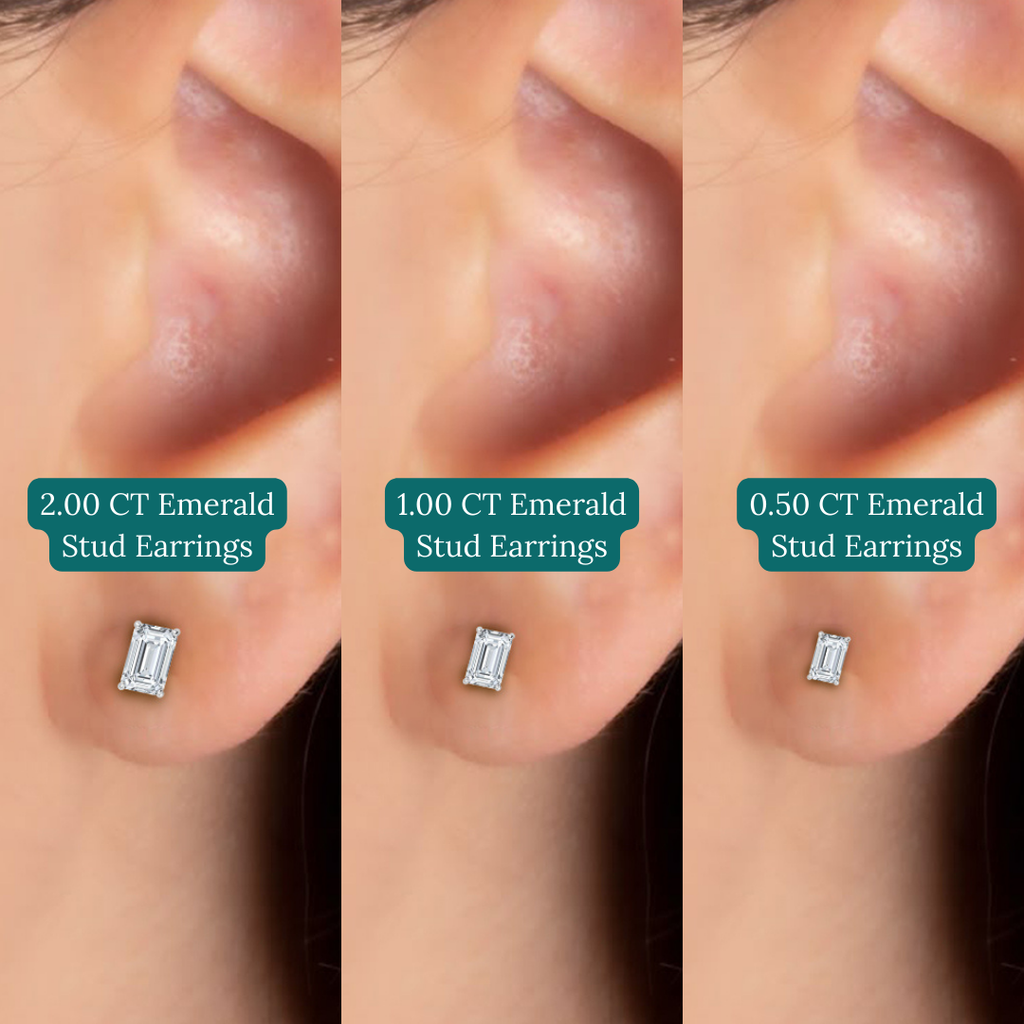 Lab Grown Diamond Emerald Cut Studs (0.50ct-2.00ct)