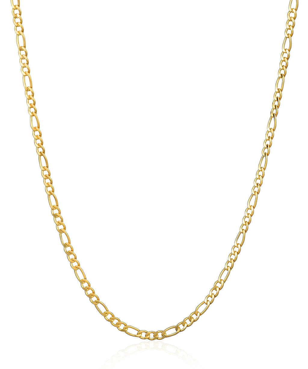 Collar de cadena Figaro con corte de diamante de 16" y 2 mm en oro amarillo de 14 k, 1,60 g