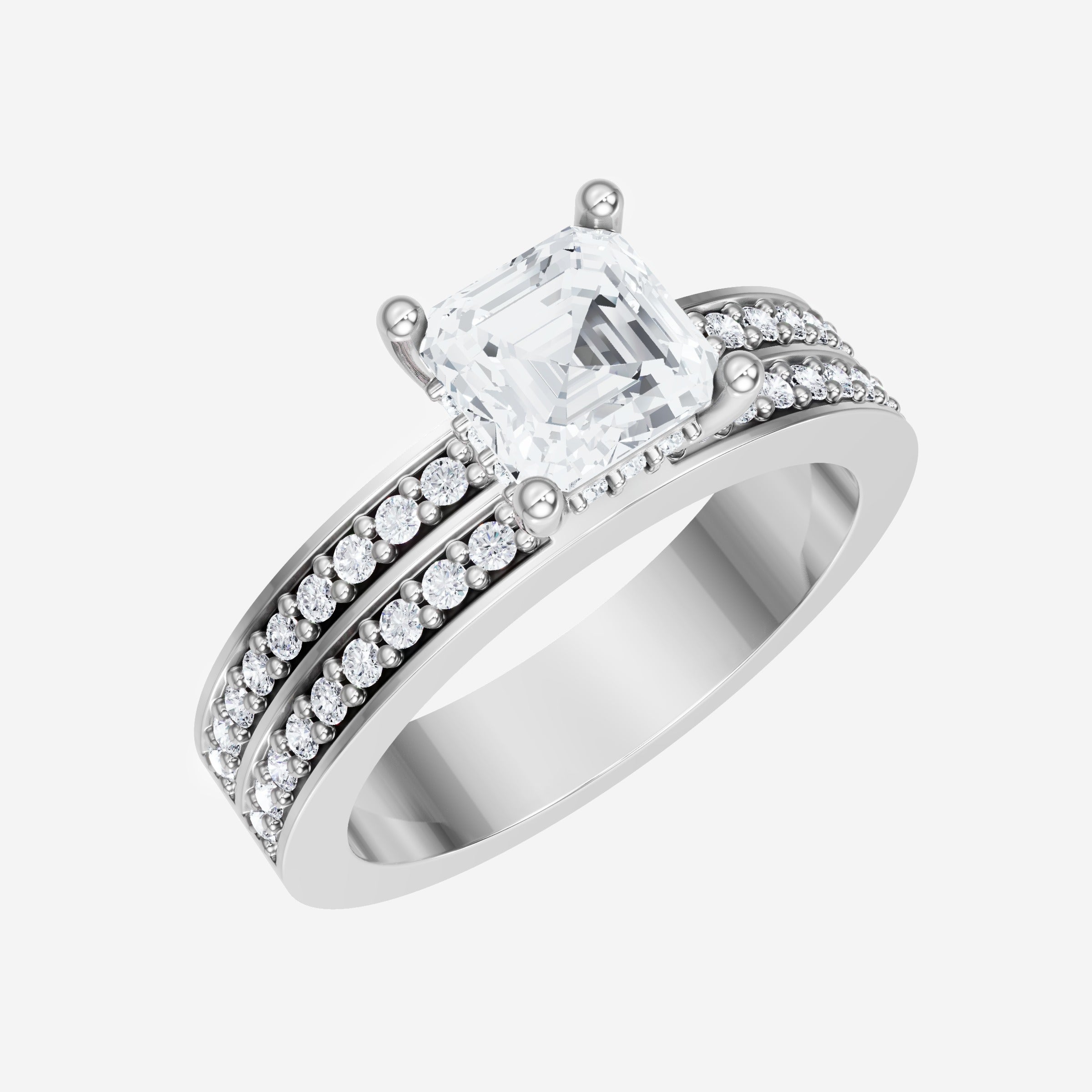 Asscher Adorned in Light Ring