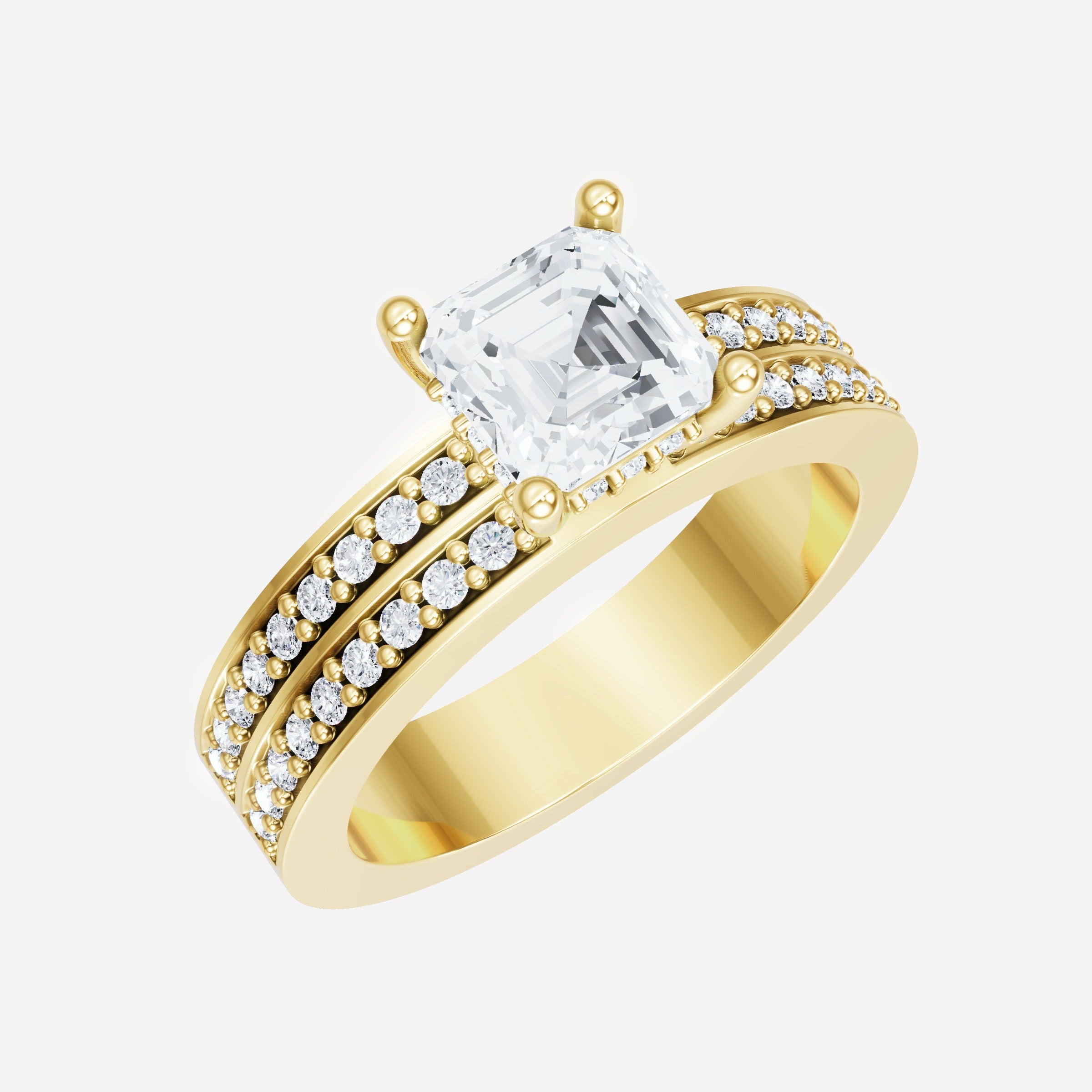 Asscher Adorned in Light Ring
