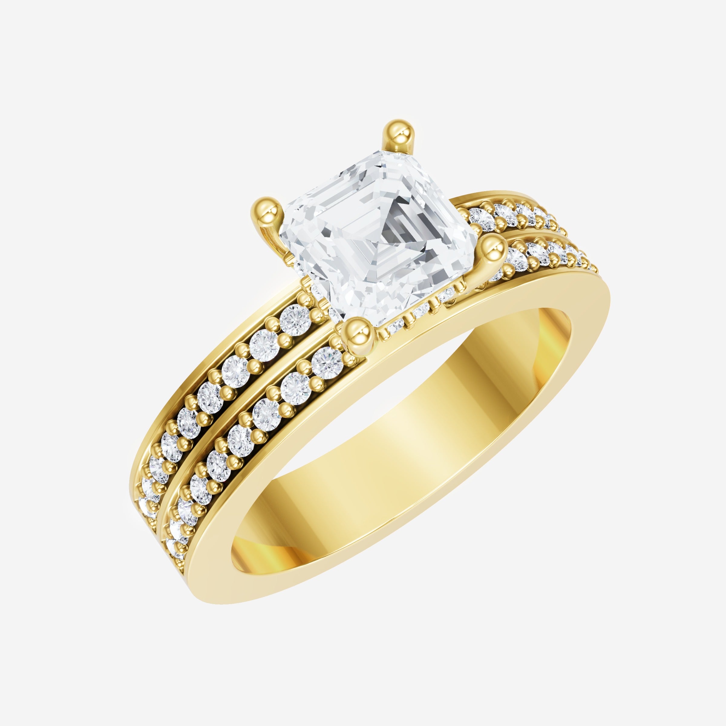 2.75 CT Asscher Stylish Lab Grown Diamond Ring