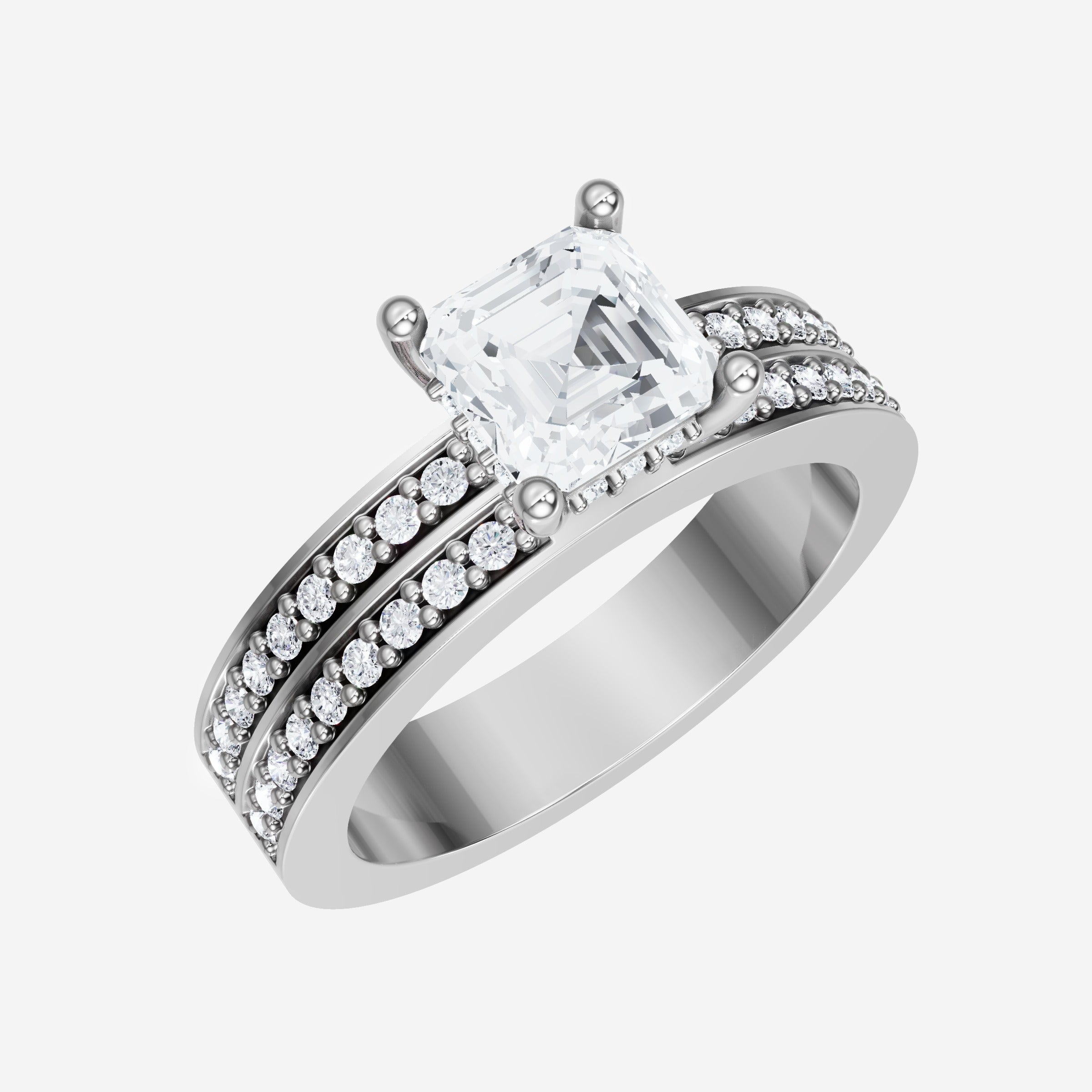 2.75 CT Asscher Stylish Lab Grown Diamond Ring