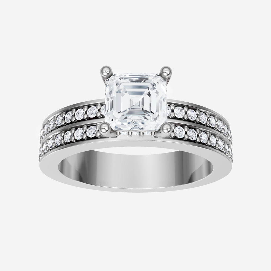 2.75 CT Asscher Stylish Lab Grown Diamond Ring
