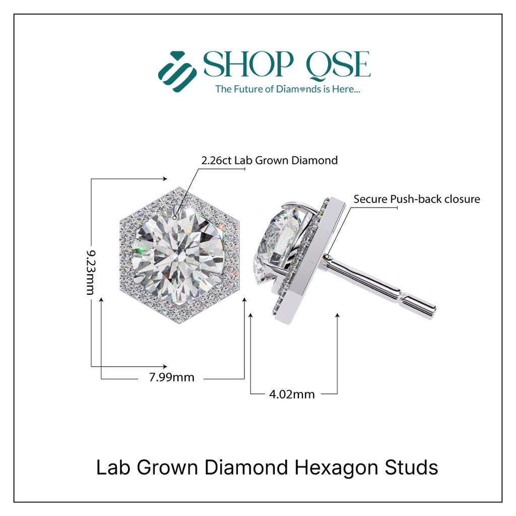 2.26ct Lab Grown Diamond Hexagon Studs