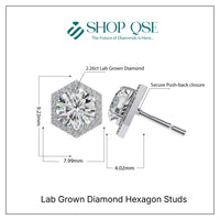 Aretes hexagonales con diamantes cultivados en laboratorio de 2,26 ct