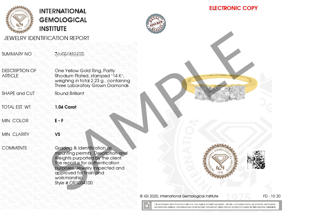 IGI 2.00ct Lab Grown Diamond Trilogy Ring