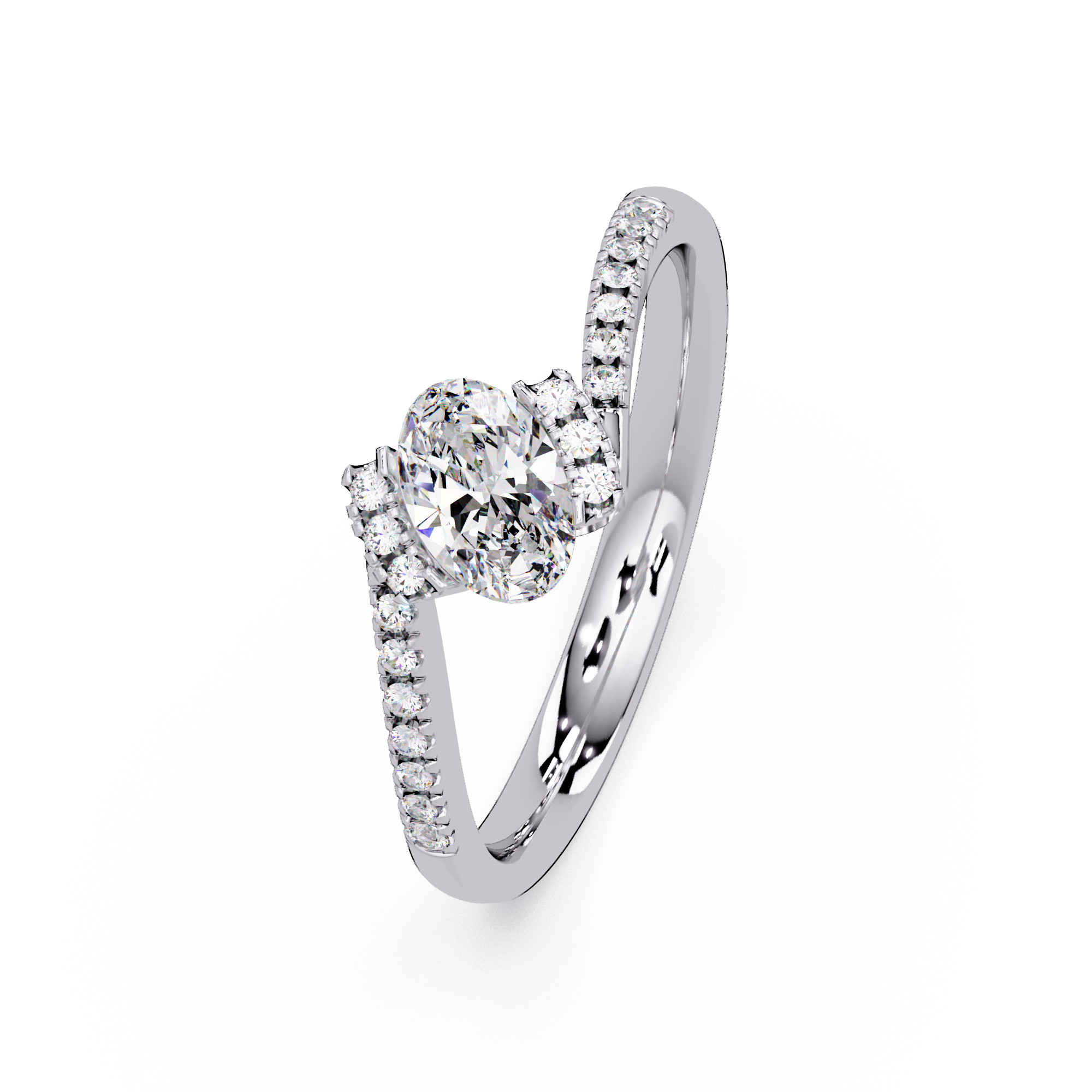 1 CT Oval Split Shank Lab Grown Diamond Ring