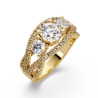 2 CT Three-Stone Split Shank Lab Grown Diamond Ring