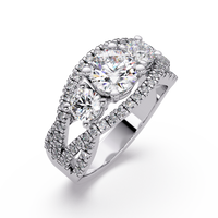 2 CT Three-Stone Split Shank Lab Grown Diamond Ring