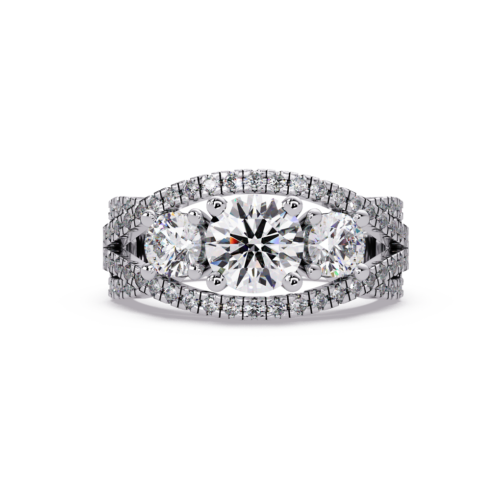 2 CT Three-Stone Split Shank Lab Grown Diamond Ring