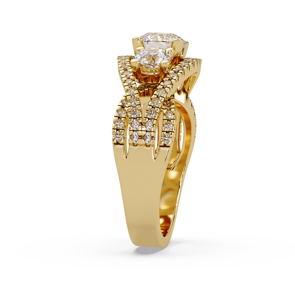 2 CT Three-Stone Split Shank Lab Grown Diamond Ring