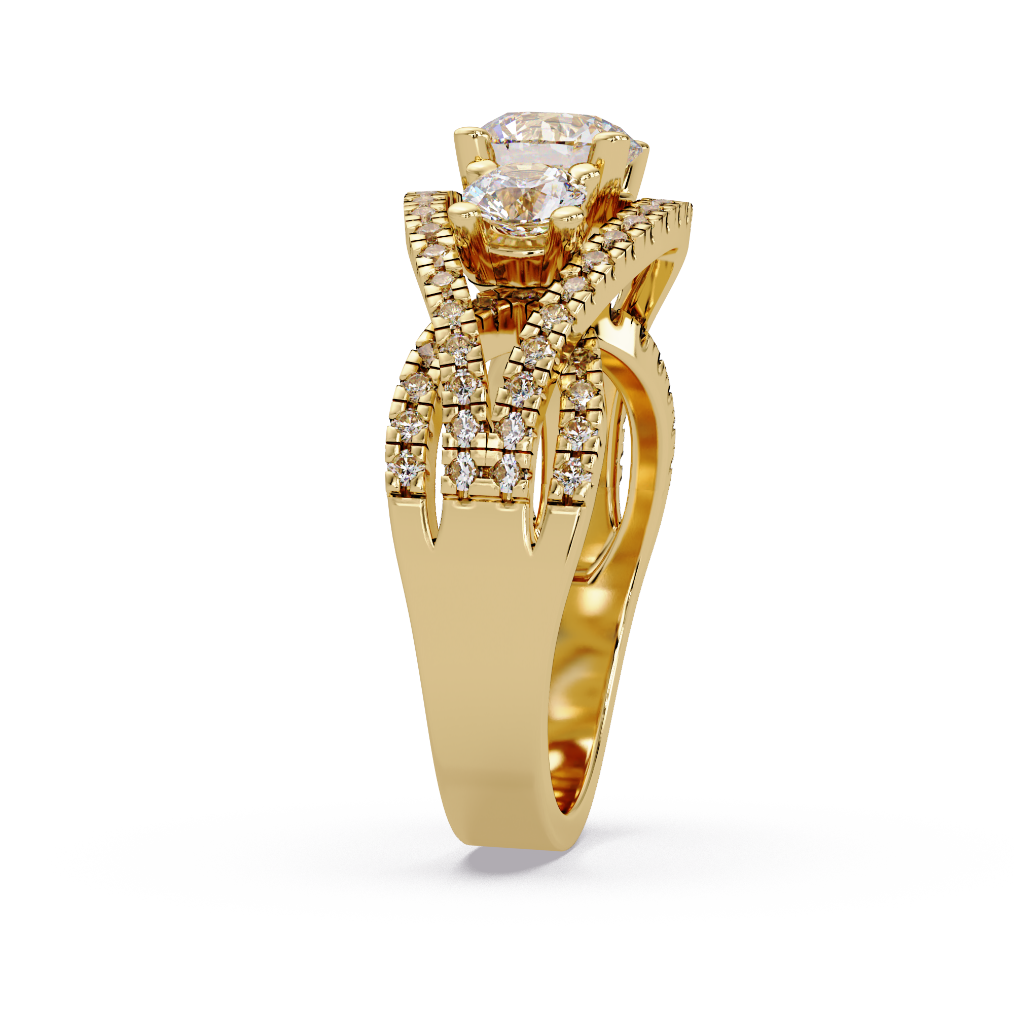 2 CT Three-Stone Split Shank Lab Grown Diamond Ring